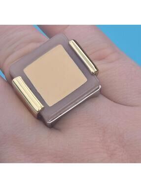Jewelmint Taupe and Gold Square Ring